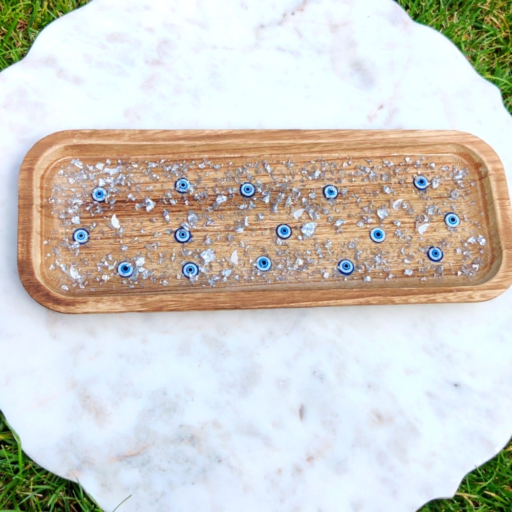 49. Wood and Handmade Resin Decorative Vessel/Tray - Picture 3 of 4